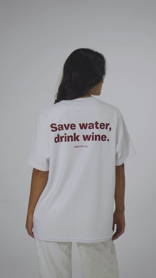 Camiseta estampada "Save water, drink wine."