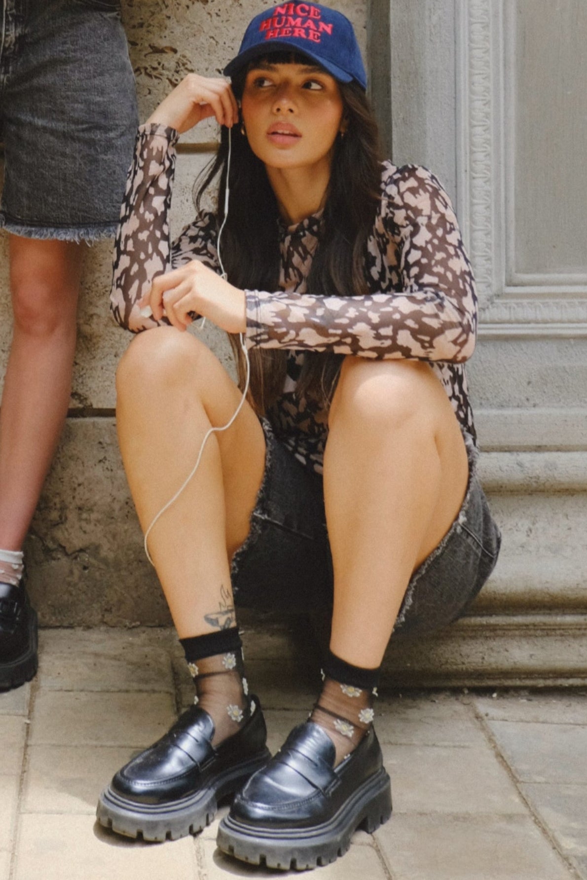 TOP MESH ANIMAL PRINT