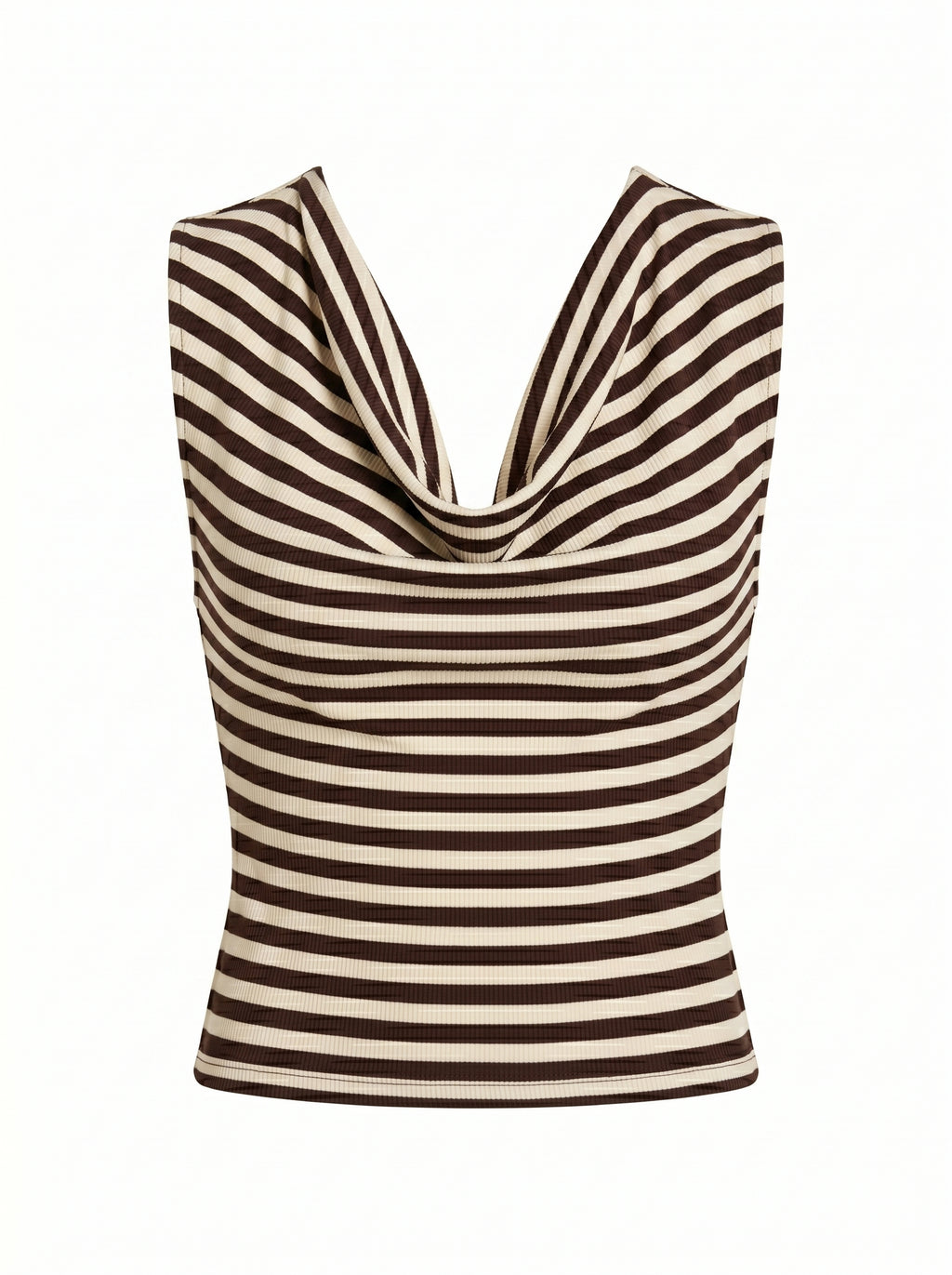 COWL NECK TOP - LATTE STRIPE