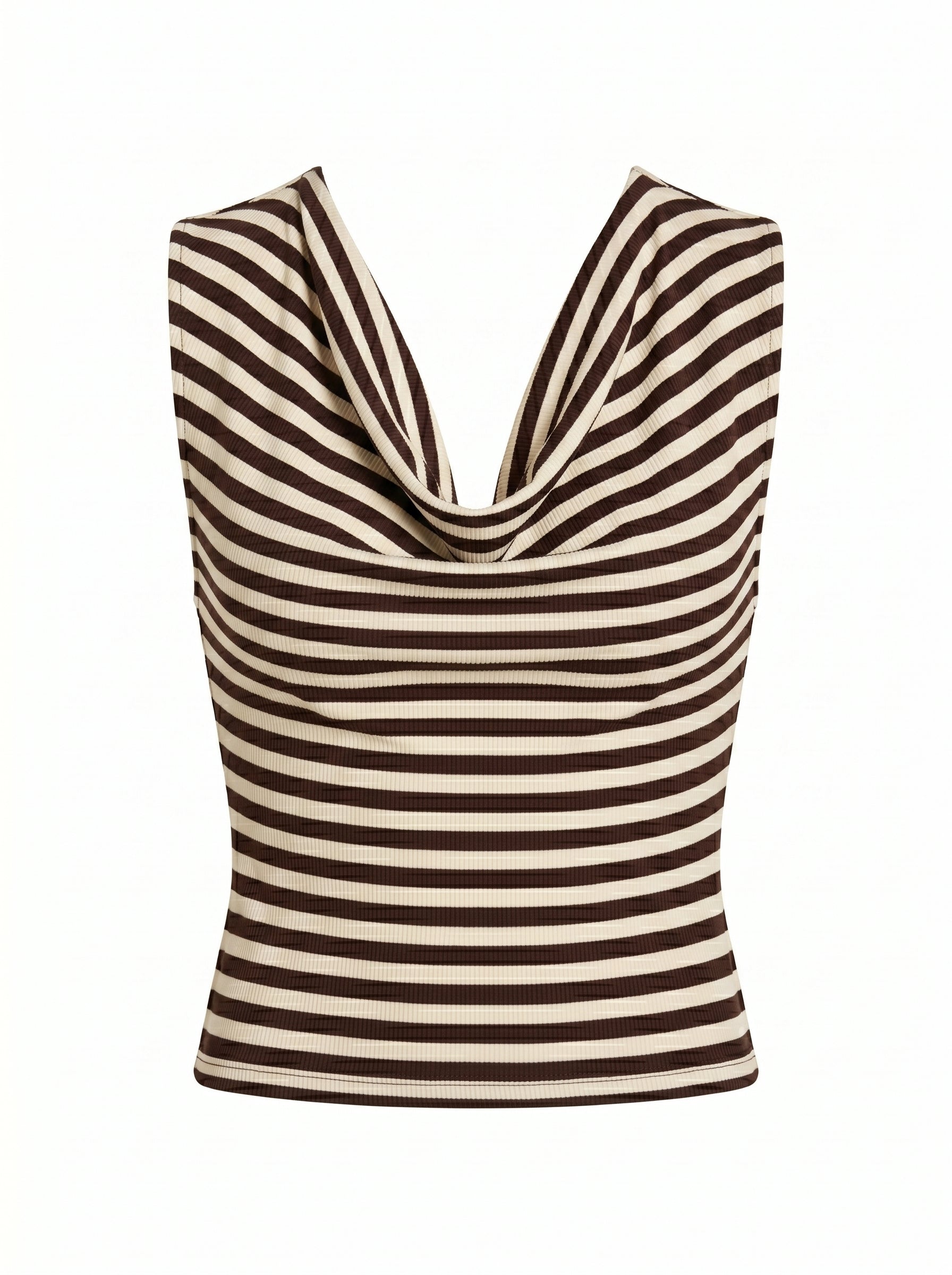 COWL NECK TOP - LATTE STRIPE