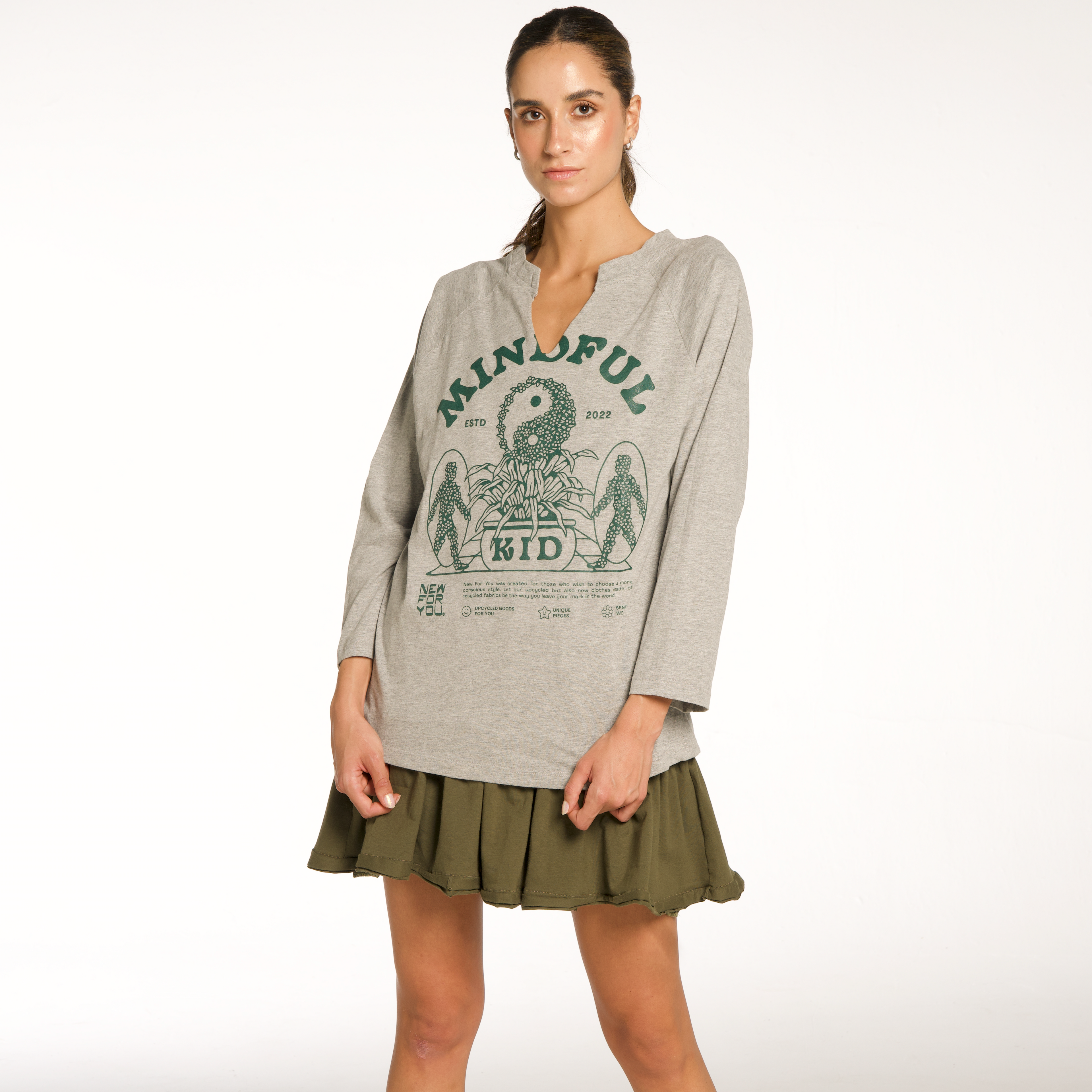 Blusa manga larga estampada