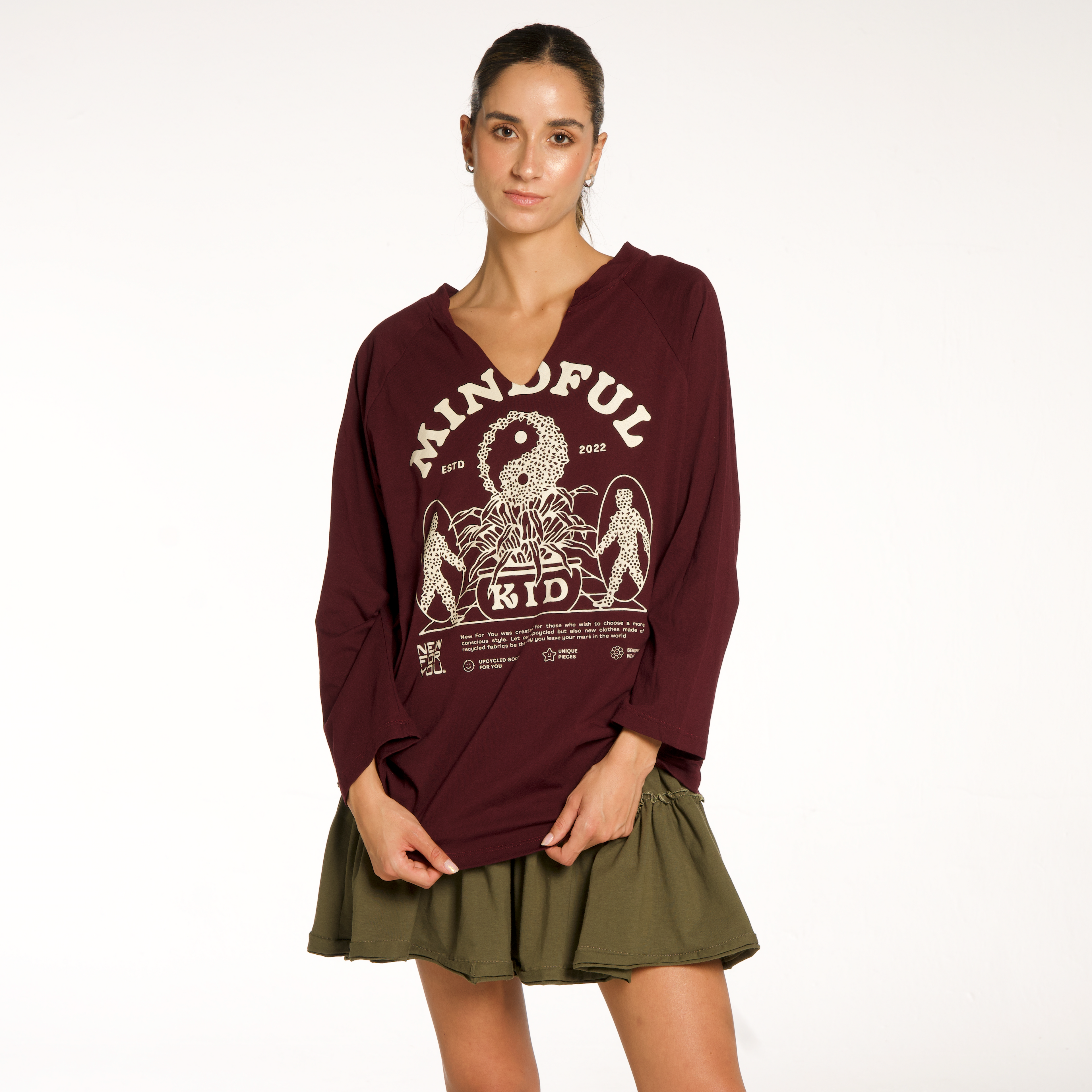 Blusa manga larga estampada