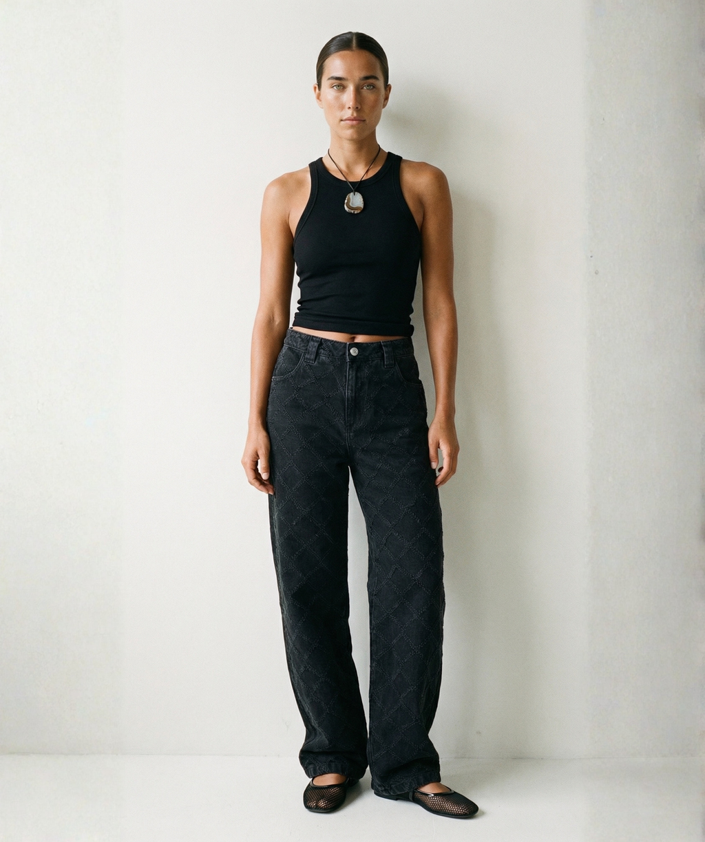 002 STRAIGHT JEAN NEGRO LÁSER