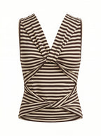 COWL NECK TOP - LATTE STRIPE