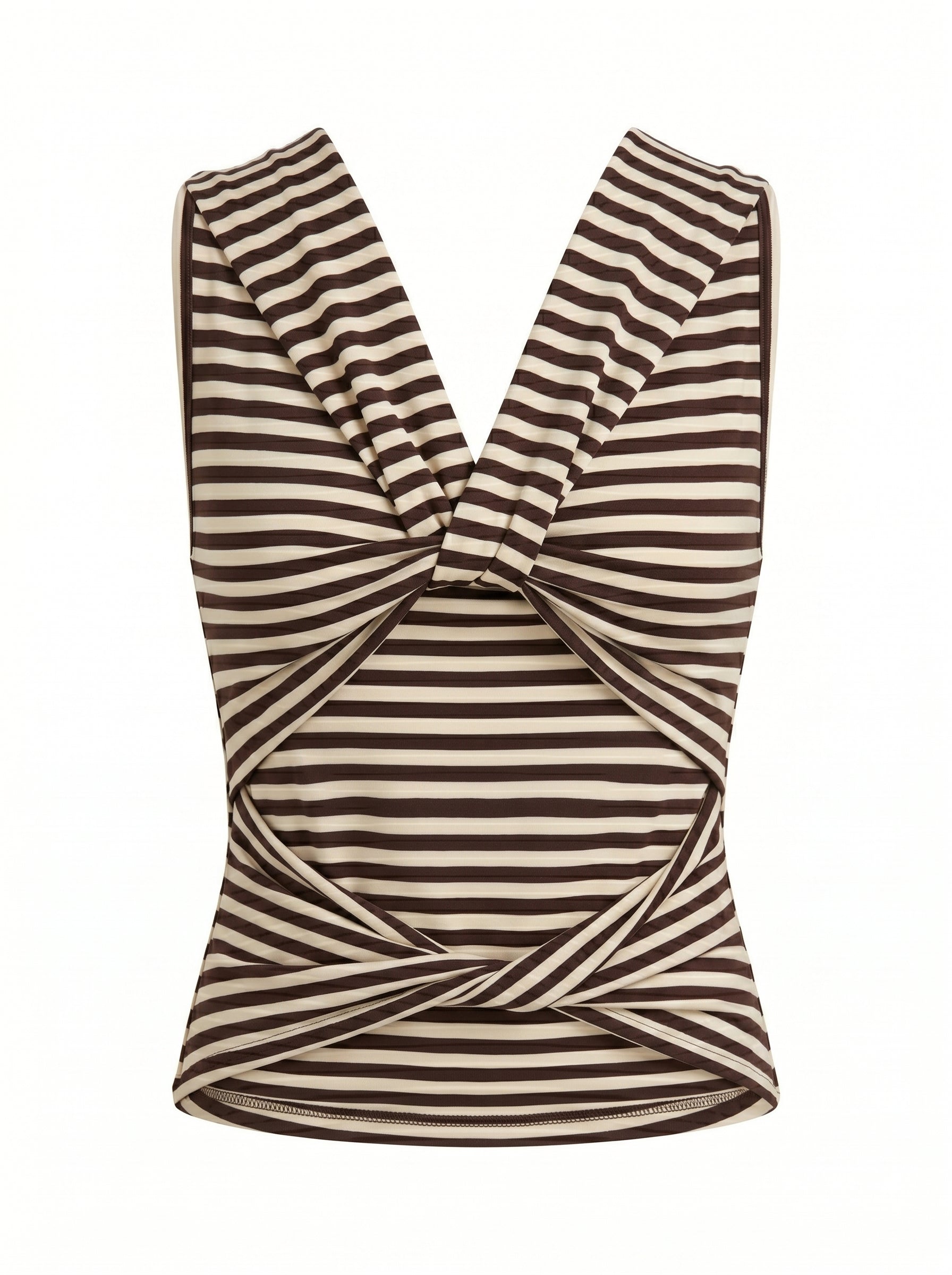 COWL NECK TOP - LATTE STRIPE