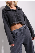 Chaqueta oscura cropped "Green Gold"