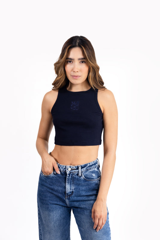 Crop Top Azul Oscuro