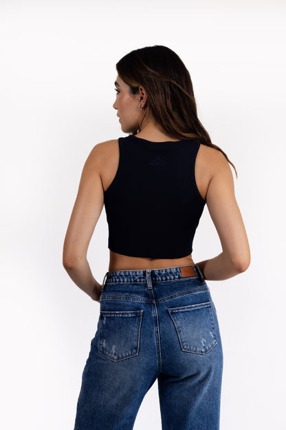 Crop Top Azul Oscuro