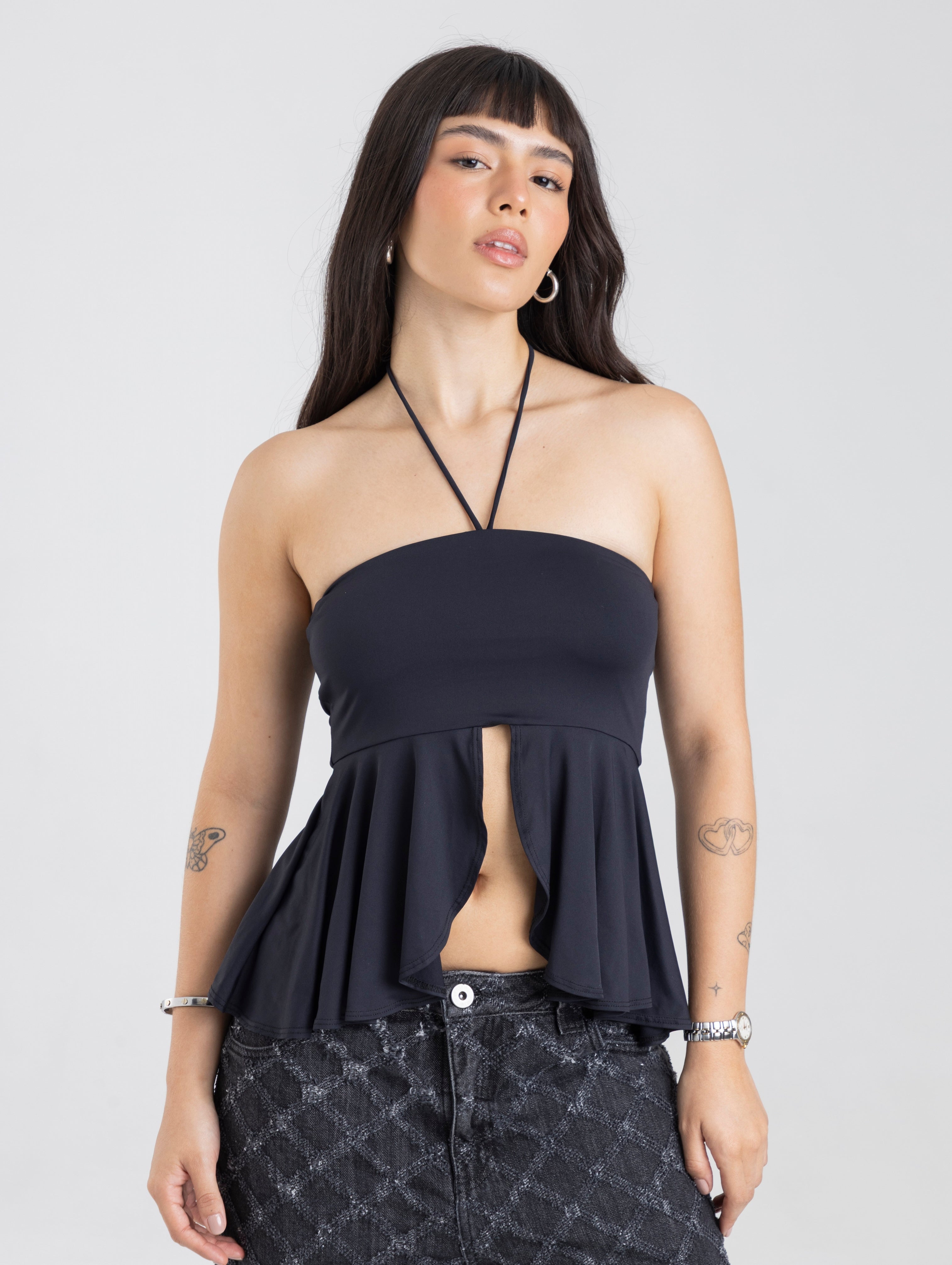 TOP HALTER NEGRO