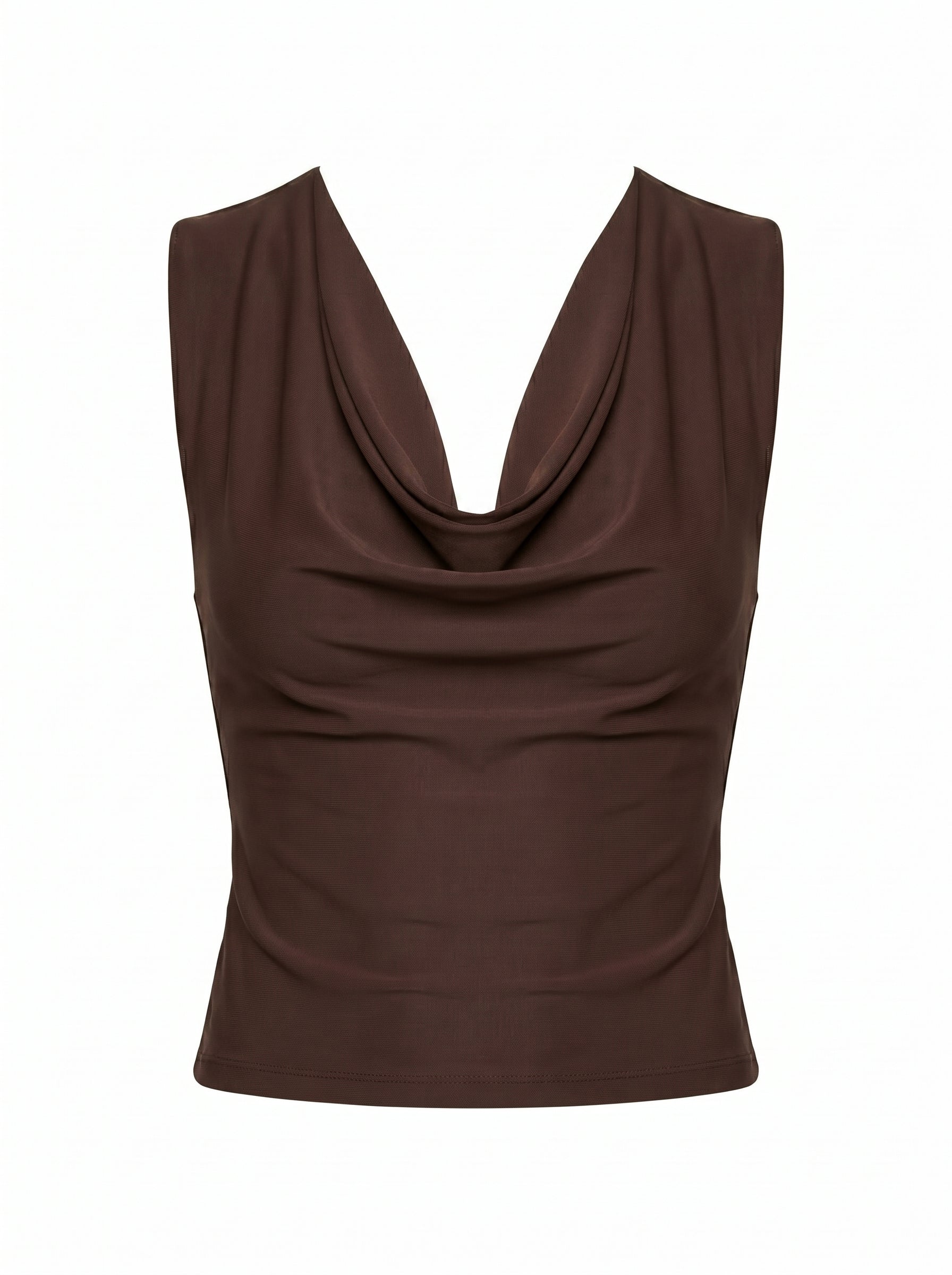 COWL NECK TOP - BROWN EDIT